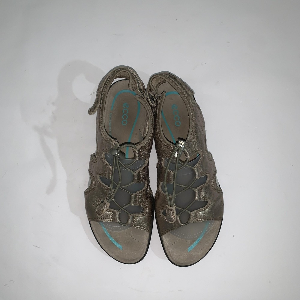 ECCO Sandals Womens Size 9 Gold Leather Gladiator Hook & Loop Comfort Shoes - Picture 5 of 11
